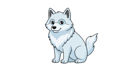 Charming arctic wolf illustration, showcasing a fluffy friend with a gentle and kind smile