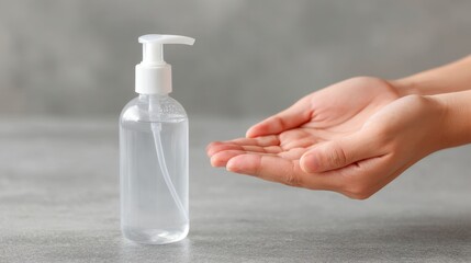 Demonstrating the Proper Use of Alcohol-Based Sanitizer for Effective Area Disinfection and Hygiene Practices in Daily Life