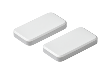 Two white rectangular objects with rounded corners on black background image, Png, Isolated on Transparent Background, Cut Out