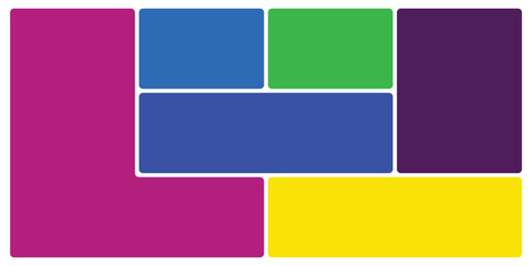 Abstract geometric shapes bento grid composition with bold colors and rounded corners vector