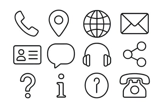 Minimalist Outline Communication Icon Set of Contact Information Element