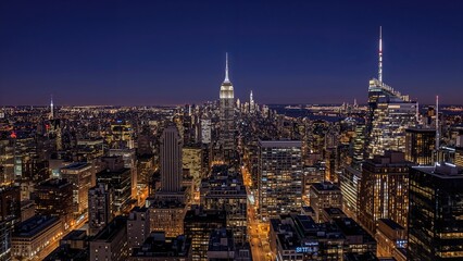 City west side at night with urban cityscape panorama view.
