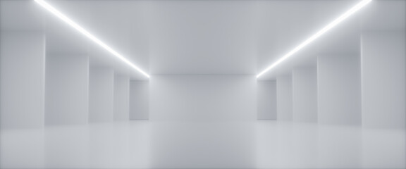 Abstract Futuristic empty floor and room Sci-Fi Corridor With light for showcase,room,interior,display products.Modern Future cement floor and wall background technology interior concept.3d render