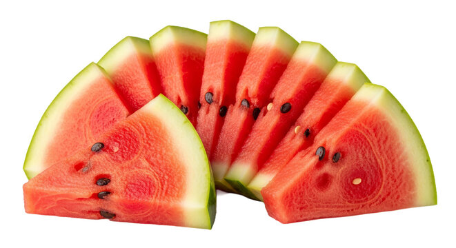 Freshly sliced watermelon arranged in a fan shape, perfect for summer picnics and gatherings during warm afternoons