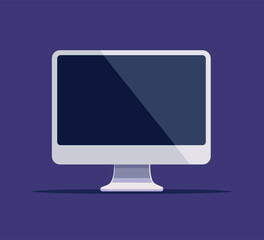 Flat computer monitor illustration with blue screen