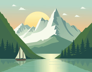 Mountain landscape with lake