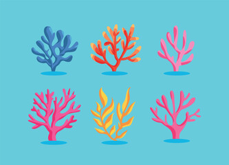 Coral set Vector illustration