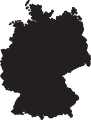 Obraz premium Black silhouette of the country Germany, a detailed map outline isolated on a white background for graphic design