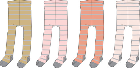 Adorable collection of striped baby tights in a variety of soft colors, offering comfortable and stylish everyday wear for infants, ideal for active play and casual outings
