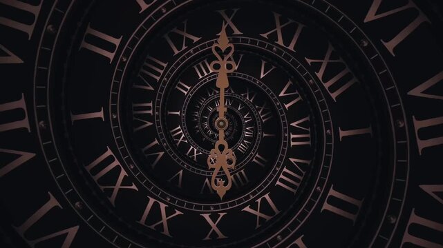 Analog wall clock spinning animation through the hours. Clock revolving hands. Timelapse of clock face Still shot of time-lapse