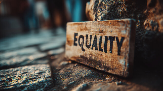 Vintage "Equality" protest sign against wall - symbol of hope and peaceful demonstration for Martin Luther King Jr Day