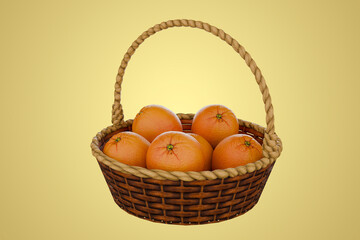 Basket overflowing with fresh oranges