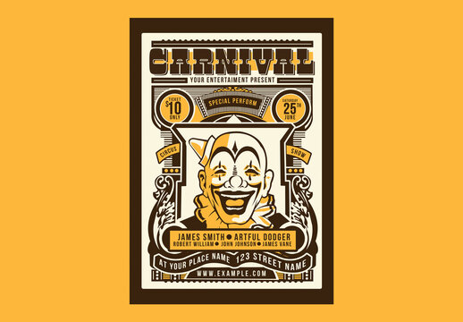 Vintage Circus Carnival Flyer Poster