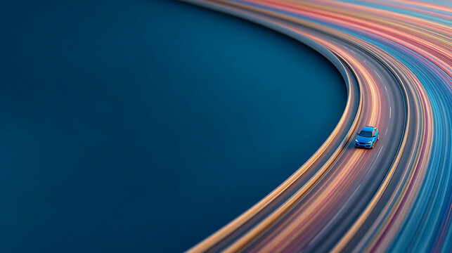 Speed perspective trail effect with blue car and road motion texture. Line layout for fast or abstract use. Dynamic vector background for speed. 27500603 1