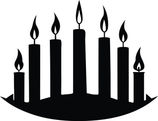 Set of candles for religion commemorative and party silhouettes vector illustration