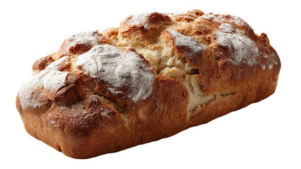 Freshly baked artisanal bread loaf with golden crust and soft inside perfectly crafted for a delightful meal isolated on transparent background