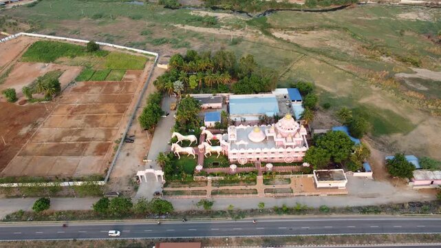 Aerial view of ISckon temple in Anantapur, Andhra Pradesh, INDIA