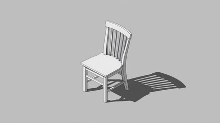 Isolated white chair with shadow on a gray background for versatile use