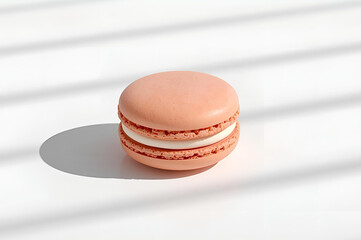 Pink Macaron on Minimal Background – Elegant French Dessert