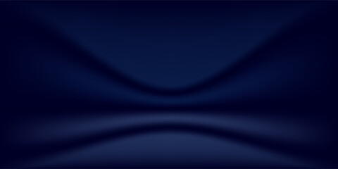 Blue navy studio room. Limbo dark background. Abstract 3d backdrop for product presentation. Minimal wall scene. Showcase, promotion display. Vector stage mockup illustration