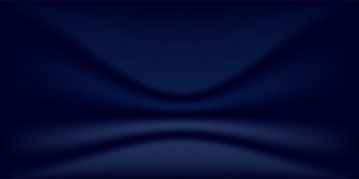 Blue navy studio room. Limbo dark background. Abstract 3d backdrop for product presentation. Minimal wall scene. Showcase, promotion display. Vector stage mockup illustration