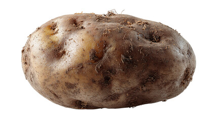 Rustic brown potato with earthy tones and rough texture highlighting natural imperfections and organic appeal isolated on transparent background