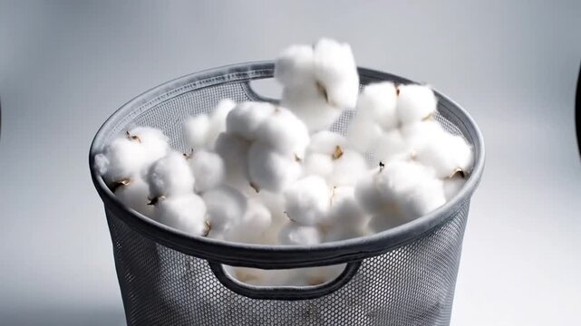 優しい白綿が舞う 畳める洗濯カゴ 静かな背景