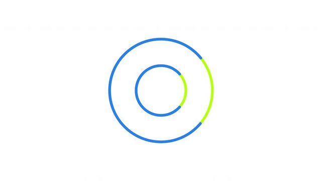 Dual rotating circles with green accent loading animation. Synchronized spinning motion. Animated throbber on transparent. UI design element 4K video for download upload. Progress indicator, buffering