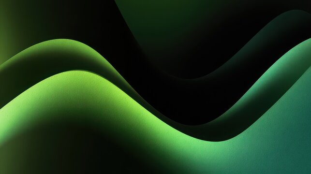 Green gradient abstract background with smooth wavy lines and layered curves, creating modern and calming visual effect suitable for digital design or wallpaper use