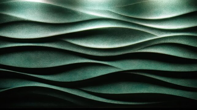Abstract wavy layered background with green gradient color, smooth lines and soft texture, creating calm and modern visual effect for design or decoration - Powered by Adobe