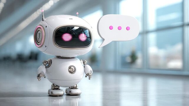cute chat assistant robot speaks illustrated animation