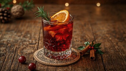 Cherry cider in a glass with garnishments