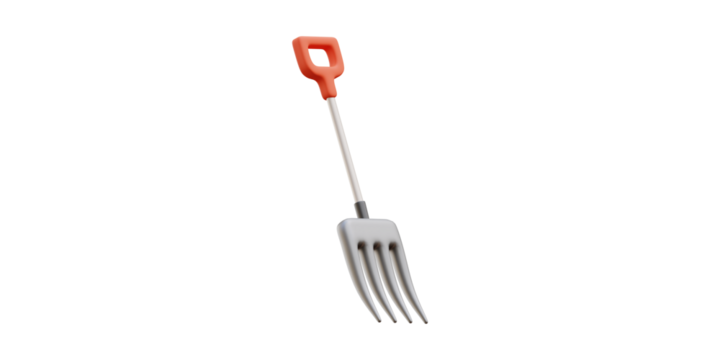 Modern garden fork with vibrant orange handle ready for planting, tilling, and cultivation projects bringing life to your yard.