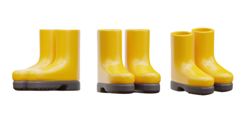 Vibrant yellow rain boots ready for any adventure, keeping feet dry and stylish in wet weather conditions
