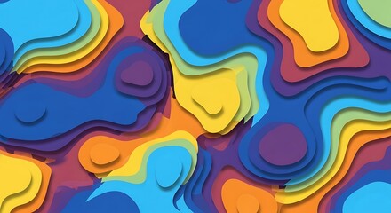 Abstract Layered Landscape - A Colorful Topographic Illustration.