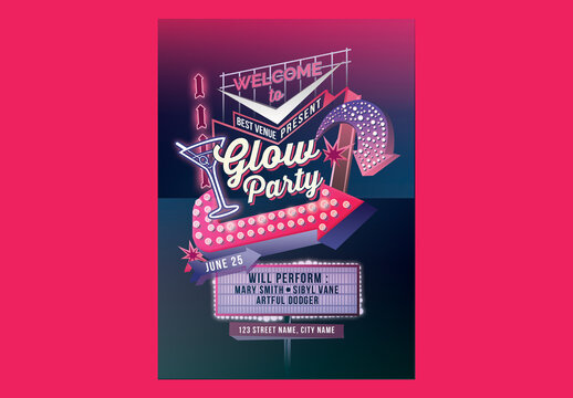 Glow Party Neon Sign Flyer Template
