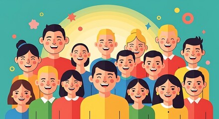 Diverse Group of People Smiling Together in Harmony.