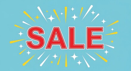 Eye-catching sale promotion with vibrant colors and starburst design for retail marketing.