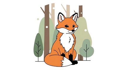 Fox in the Forest - A Whimsical Wildlife Illustration.
