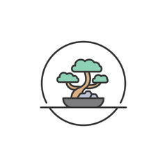 Bonsai tree icon reflects Japan’s miniature artistry and meditative charm—ideal for garden strolls, nature exhibits, or branding that celebrates patience, balance, and organic beauty