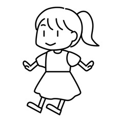 モノクロで描かれたかわいい女の子キャラクターのベクターイラスト