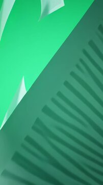 White Paper Documents Floating Downwards Against A Bright Green Background