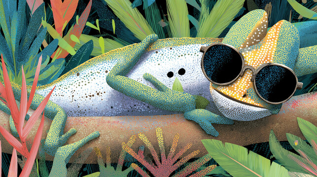 tropical fish on a green background - Powered by Adobe