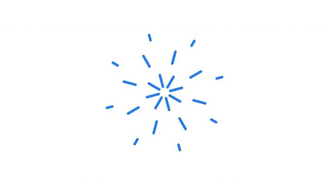Spinning starburst dashed lines loading animation. Blue sunburst radiating outward, burst effect. Animated throbber on transparent background. UI design element 4K video. Progress indicator, buffering