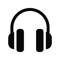 Iconic headphones symbol simple silhouette for audio music sound entertainment technology concepts isolated on white background