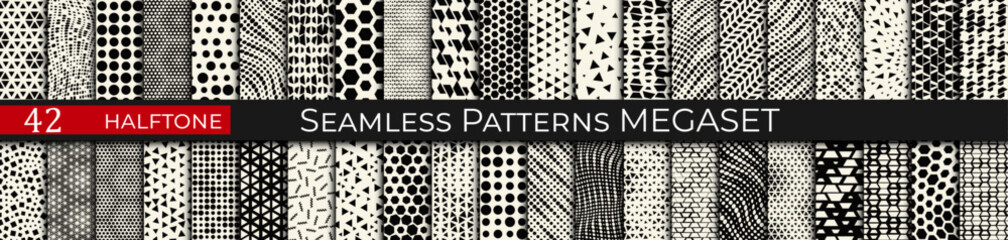 Halftone Popart Pattern Set &mdash; Retro Comic Style Dots Collection