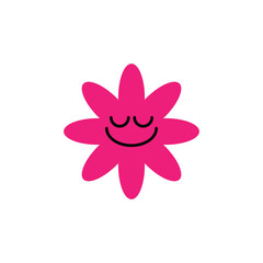 A cute pink flower character with a friendly face. Ideal for spring illustrations, floral branding, and children’s design projects.
