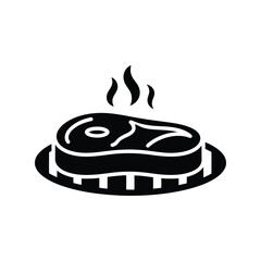 Grilled steak icon hot food barbecue meal fresh meat cooked dinner graphic element isolated on white background