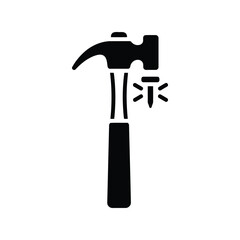 Iconographic representation of hammer and nail construction tool for diy and repair projects isolated on white background