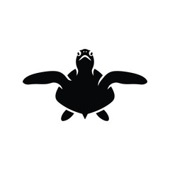 Minimalist silhouette sea turtle silhouette icon ocean wildlife symbol aquatic animal silhouette vector art isolated on white background